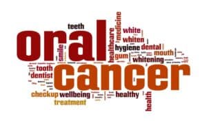Word cloud highlighting oral cancer and dental health terminology for Houston dental practice.