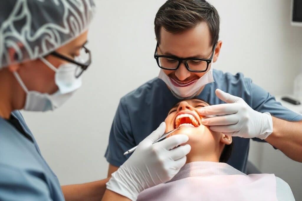 periodontist treating periodontitis patient